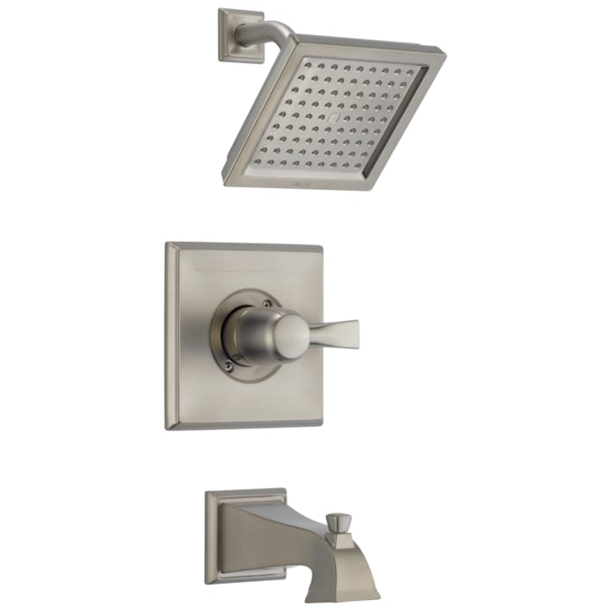 Delta Dryden Stainless 1-handle Single Function Square Bathtub and Shower Faucet Valve Included