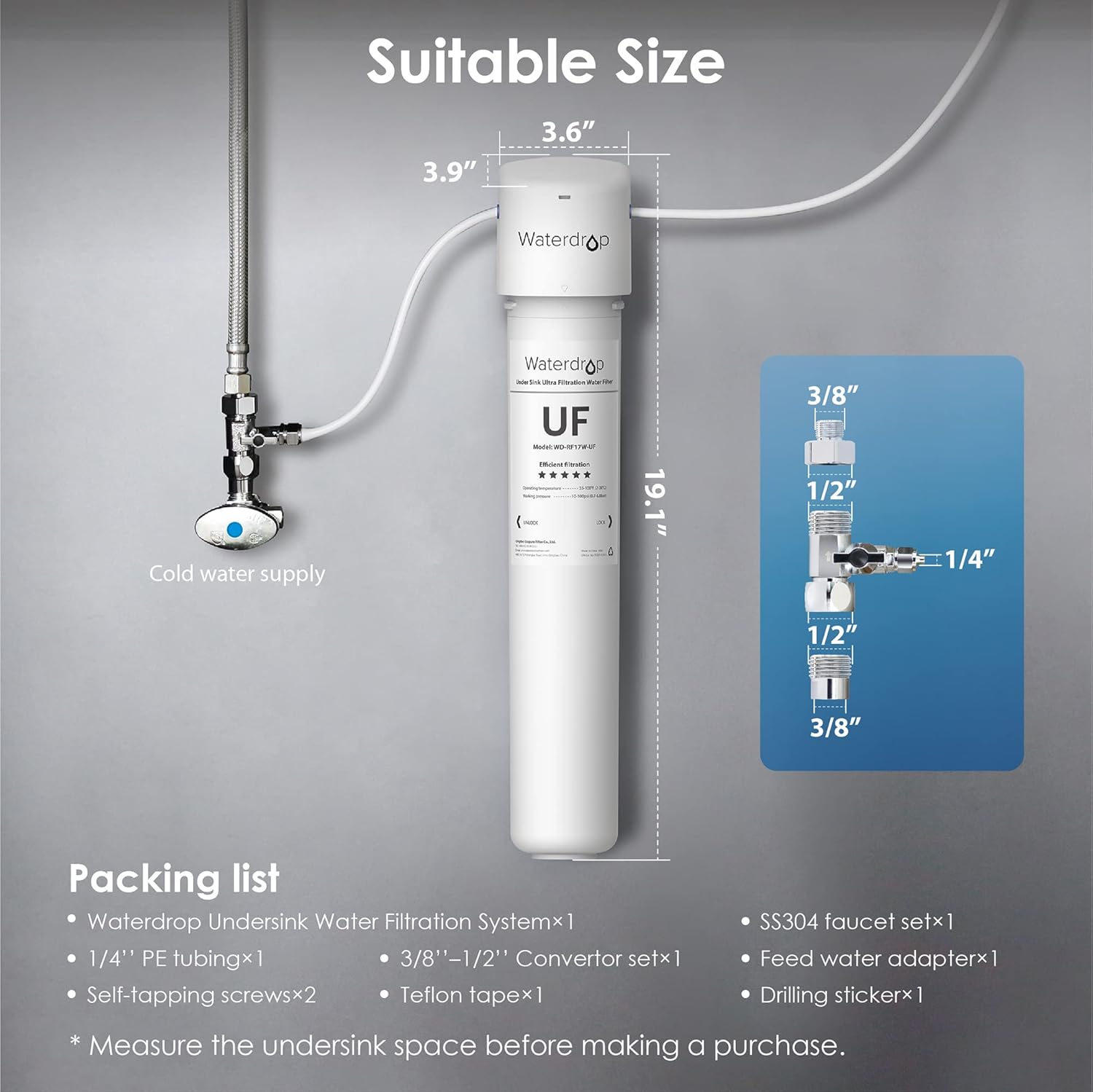 Ultra Filtration Systems Single-stage Activated Carbon Under Sink Water Filtration System with Ss304 Faucet - Image 3