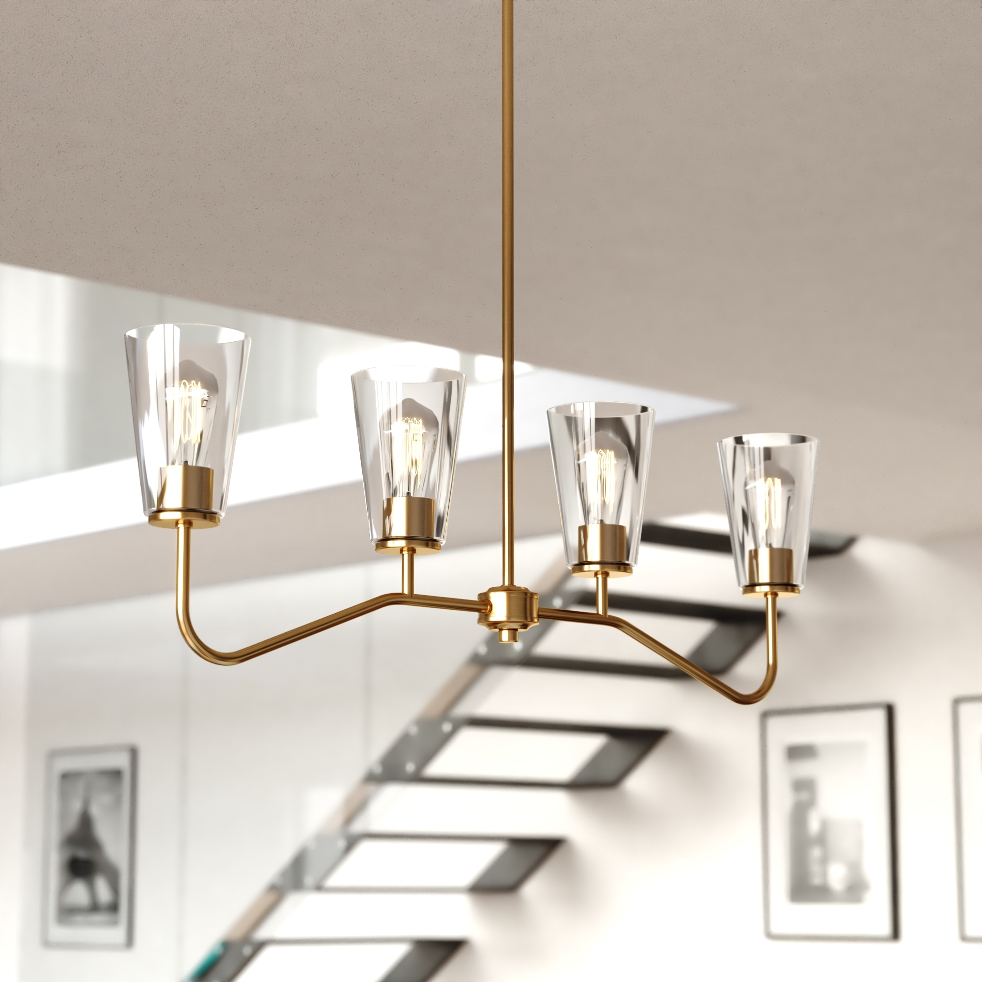 Beverly 4 -Light Satin Brass Transitional For Use in Bedrooms, Dining Rooms, Foyers, Kitchens, Living Rooms Chandelier