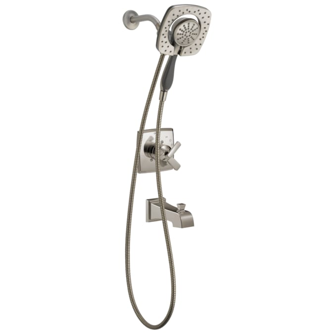 Delta Ashlyn Stainless 2-handle Multi-function Round Bathtub and Shower Faucet Valve Included