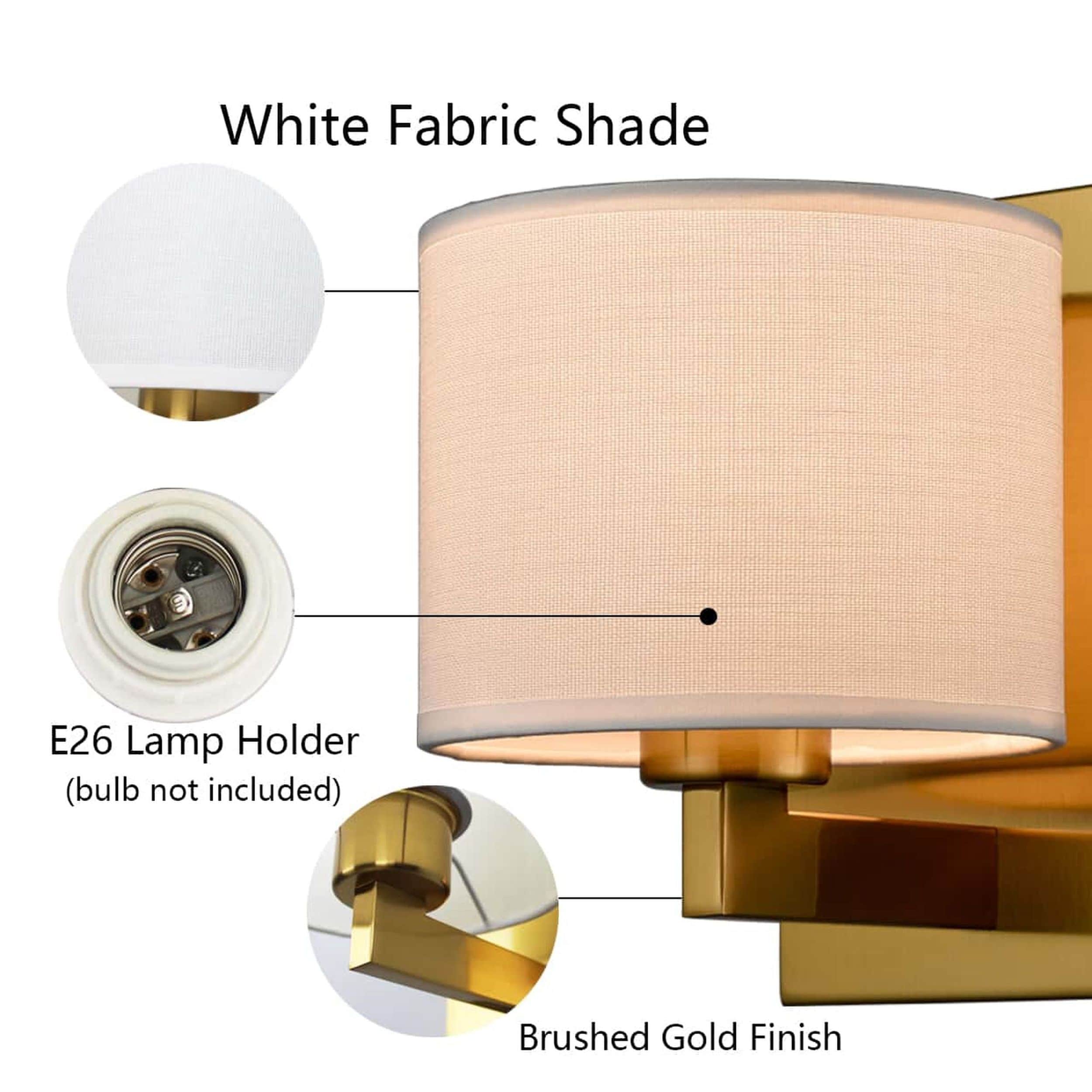 Fabric 5.9-in W 2 -Light Brushed Brass Wall Sconce - Image 3
