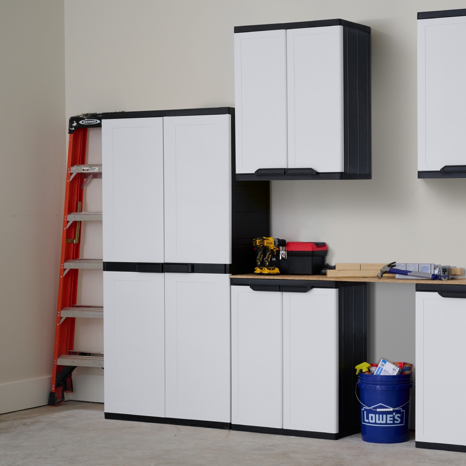 Premium One 35-in W x 71.7-in H x 18.5-in D Freestanding Plastic Garage Cabinet in Off-white