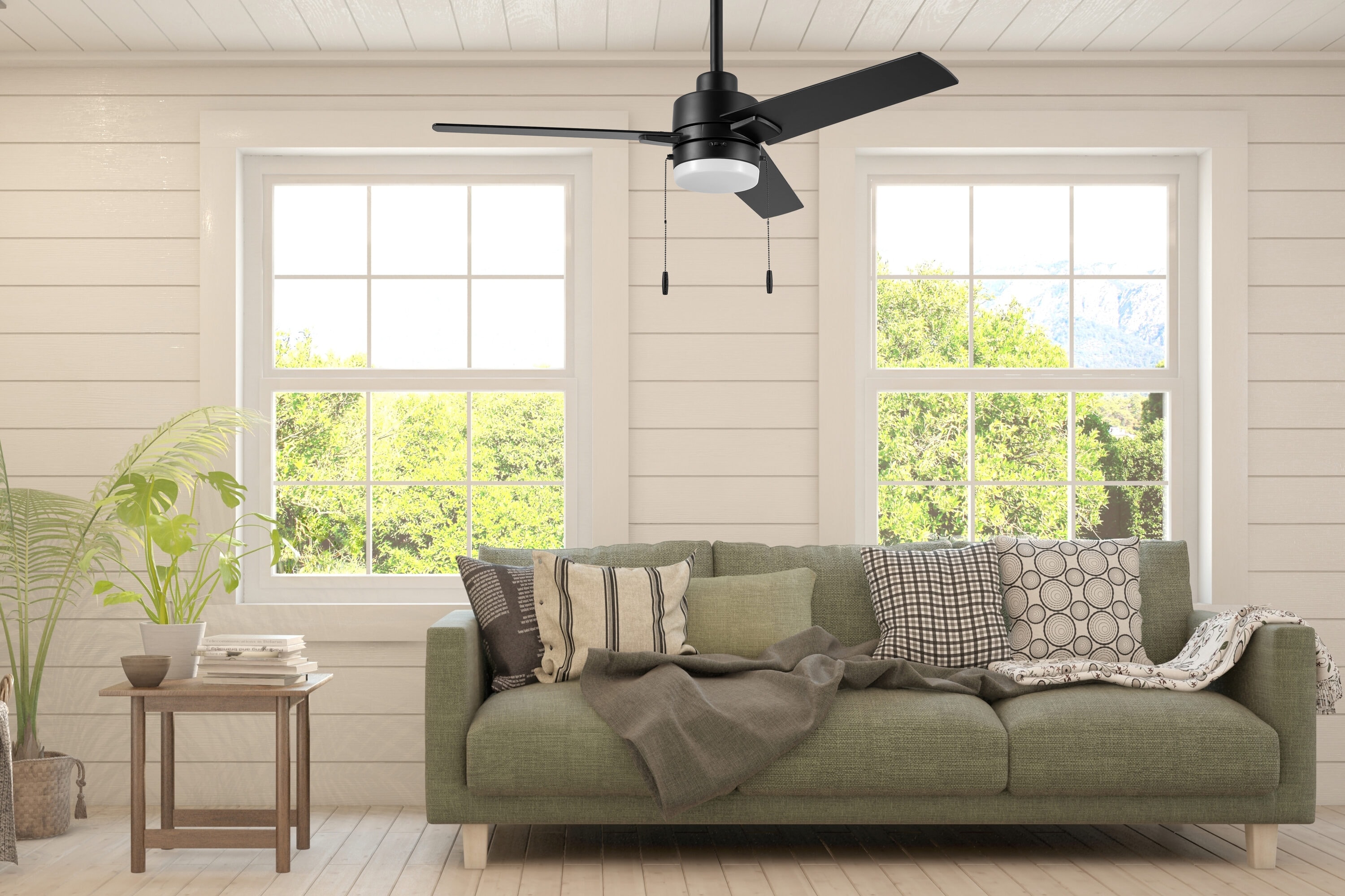Brinson 44-in Integrated LED Black with Black/Dark Gray Walnut Blades Ceiling Fan With Light ( 3 -Blade ) - Image 11