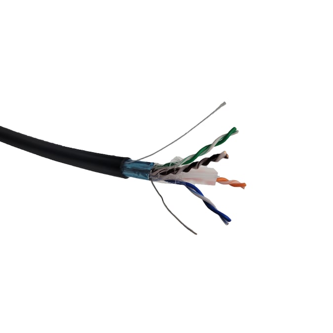 Micro Connectors Direct Burial 1000-ft 23 Cat 6 4 Underground Black Data Cable Spool