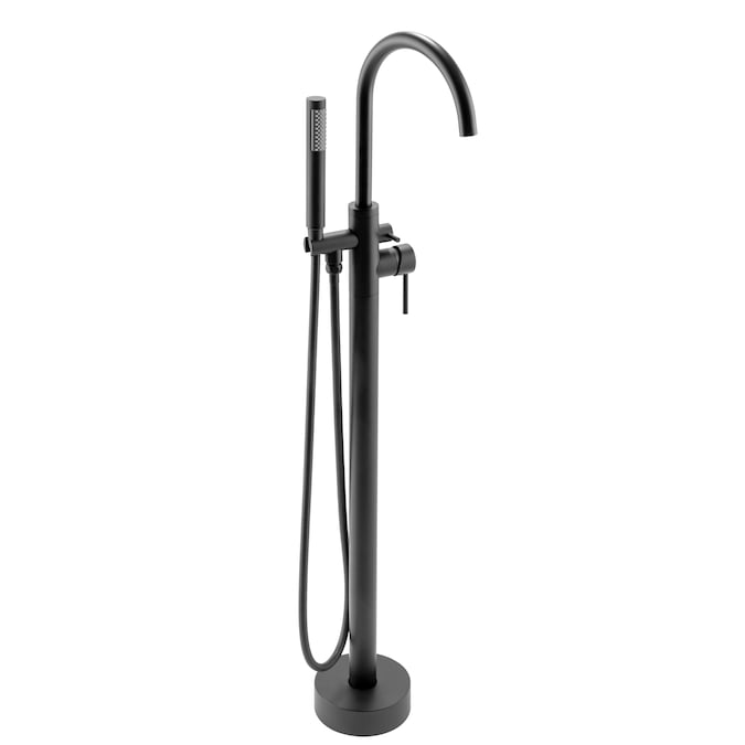 AKDY Matte Black 2-handle Freestanding High-arc Bathtub Faucet with Hand Shower (Valve Included)
