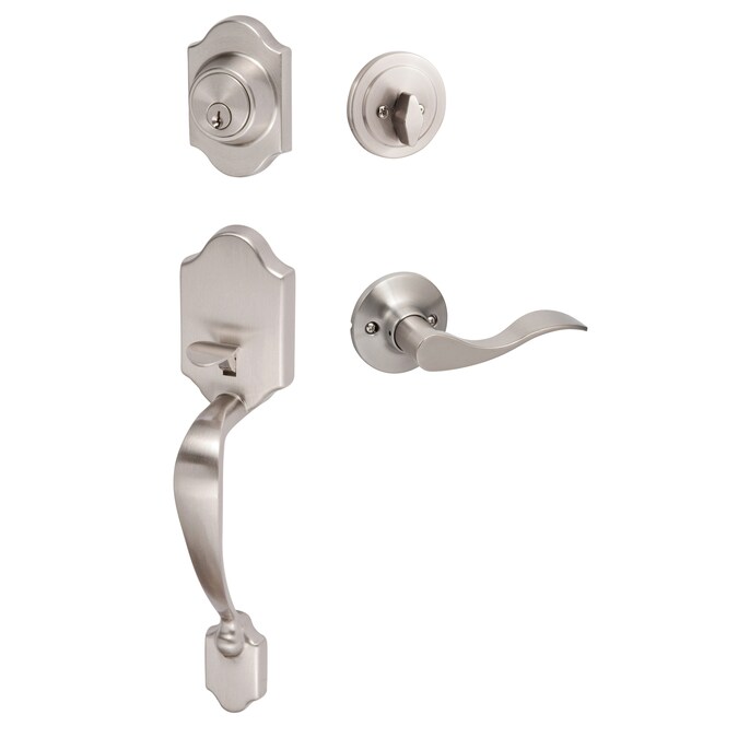 Sure-Loc Hardware Sure-Loc Door Hardware Coral Satin Nickel Single-Cylinder Deadbolt Keyed Entry Door Handleset with Balboa Lever