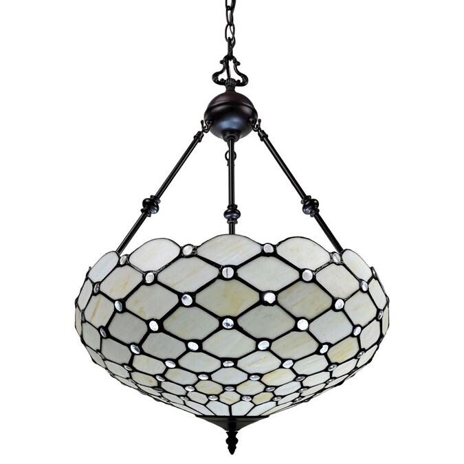 Amora Lighting 3-Light Brushed White Tiffany Dry rated Chandelier