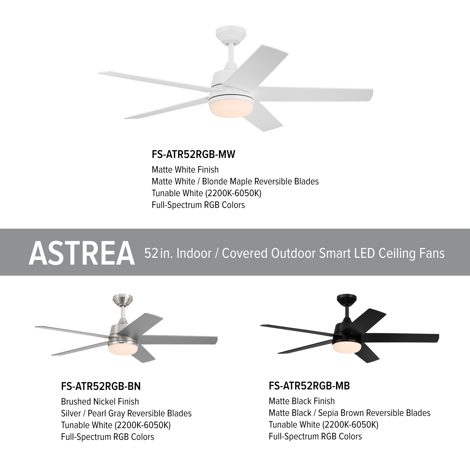 Astrea 52-in Color-Changing Integrated LED Outdoor Flush Mount Smart Brushed Nickel with Silver Blades Ceiling Fan With Light - Remote Included ( 5 -Blade ) - Image 17