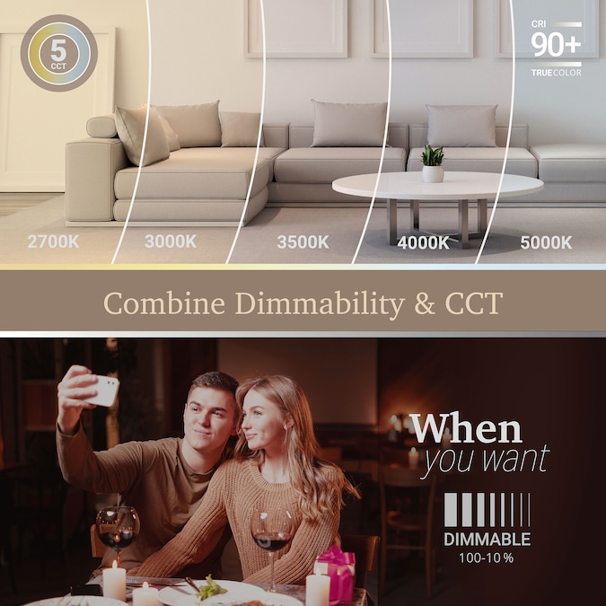 NUWATT Gimbal Retrofit with Adjustable Lens White 4-in 750-Lumen Switchable Round Dimmable LED Canned Shower Recessed Downlight (6-Pack) - Image 7