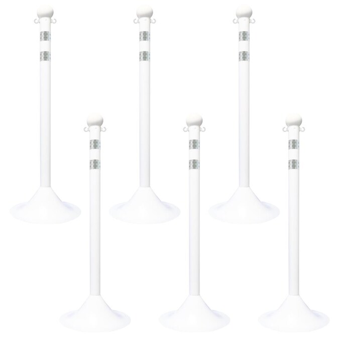 Mr. Chain White Light Duty Stanchion with Reflective Stripes (6-pack)