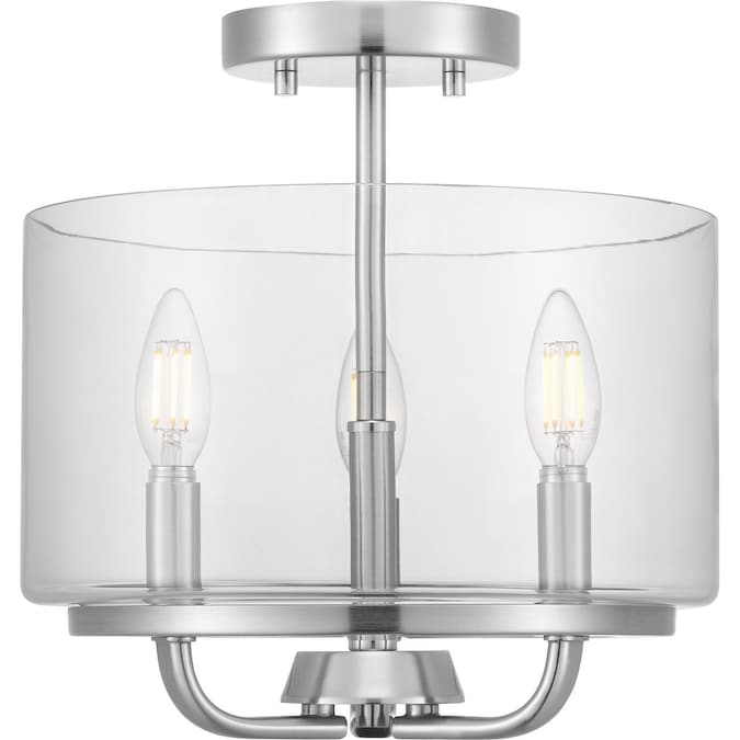 Progress Lighting Cabbarro 3-Light Brushed Nickel Semi Flush Mount Light