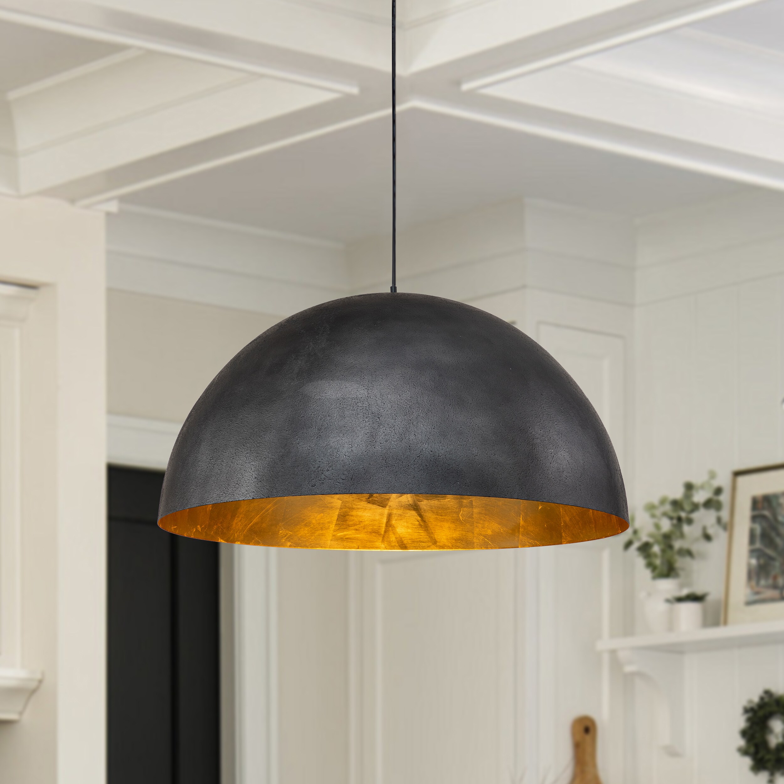 PCover Black Industrial Dome Medium Hanging Pendant light