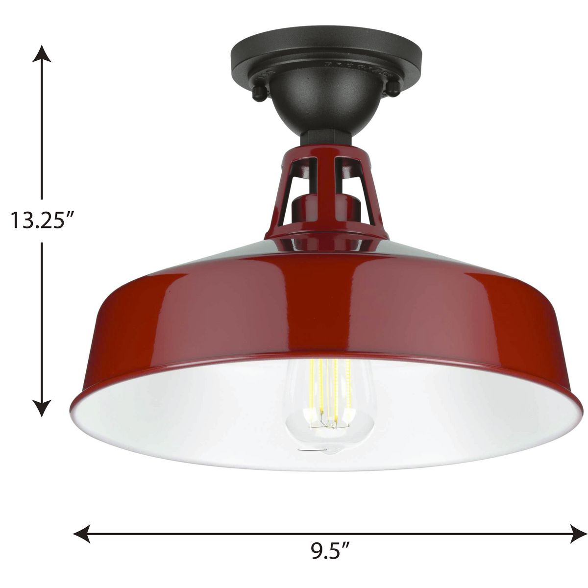 Cedar Springs 1 -Light 9.5-in Red Indoor/Outdoor Semi Flush Mount Light - Image 8
