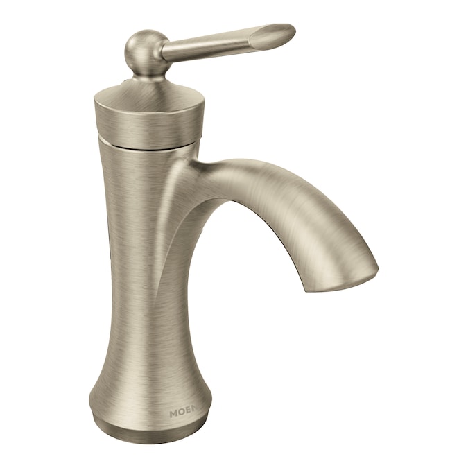 Moen Wynford Brushed Nickel Single Hole 1-Handle WaterSense Bathroom Sink Faucet with Drain and Deck Plate