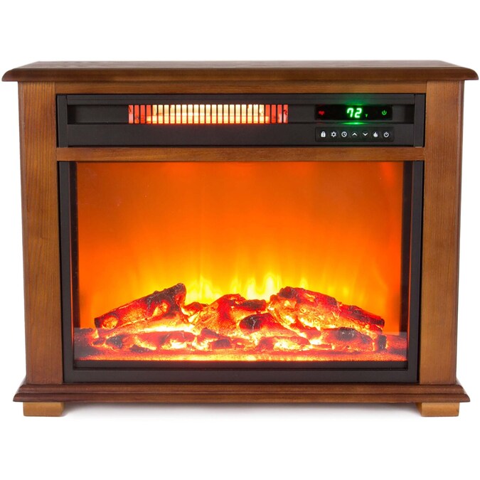 Lifesmart 28.5-in W Brown TV Stand with Infrared Quartz Corner or Flat Wall Electric Fireplace