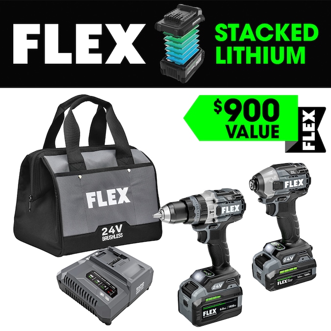 FLEX 24-volt 2-Tool Brushless Power Tool Combo Kit with Soft Case (2-Batteries Included and Charger Included)