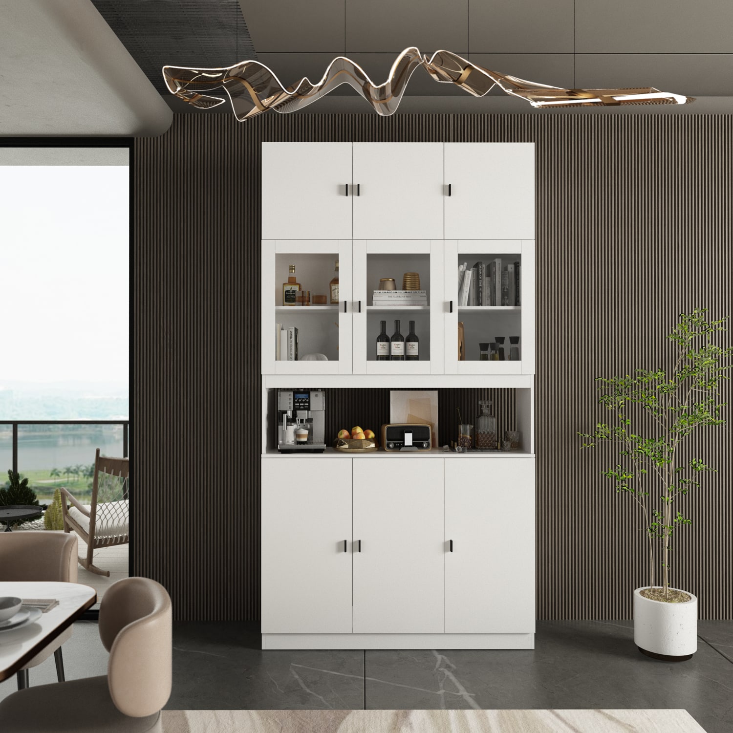 47.2-in W x 87.8-in H MDF White Freestanding Utility Storage Cabinet