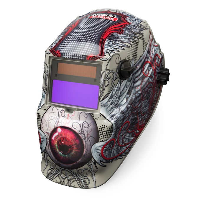 Lincoln Electric Auto Darkening Variable Shade White and Red Welding Helmet