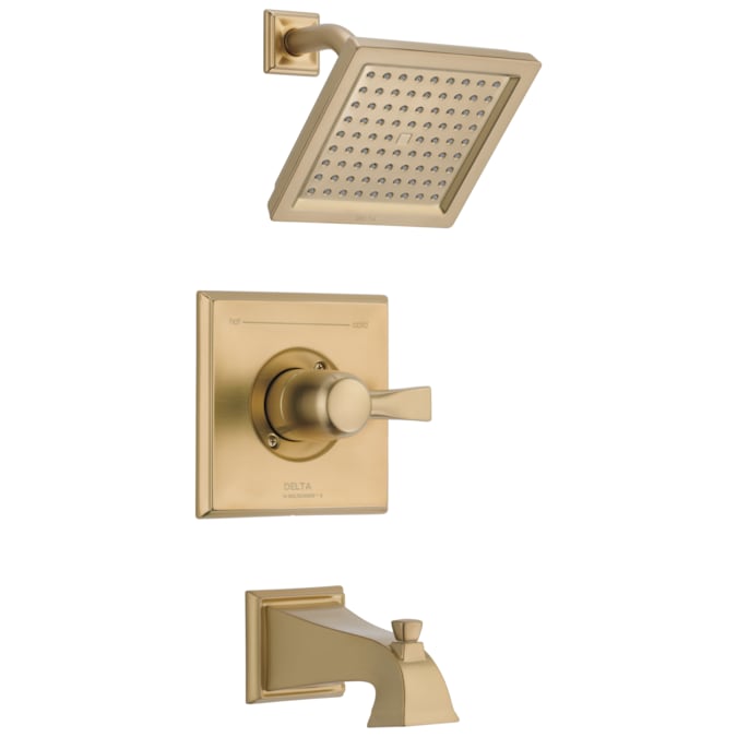 Delta Dryden Champagne Bronze 1-handle Single Function Square Bathtub and Shower Faucet Valve Included