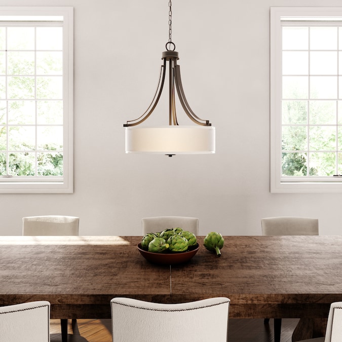 Minka Lavery Parsons Studio 3-Light Smoked Iron Modern/Contemporary Clear Glass Drum Medium Hanging Pendant Light
