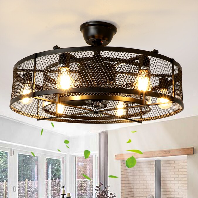 Depuley 26-in Black with Abs Blades Indoor Fandelier Ceiling Fan Light Kit Compatible and Remote (6-Blade)