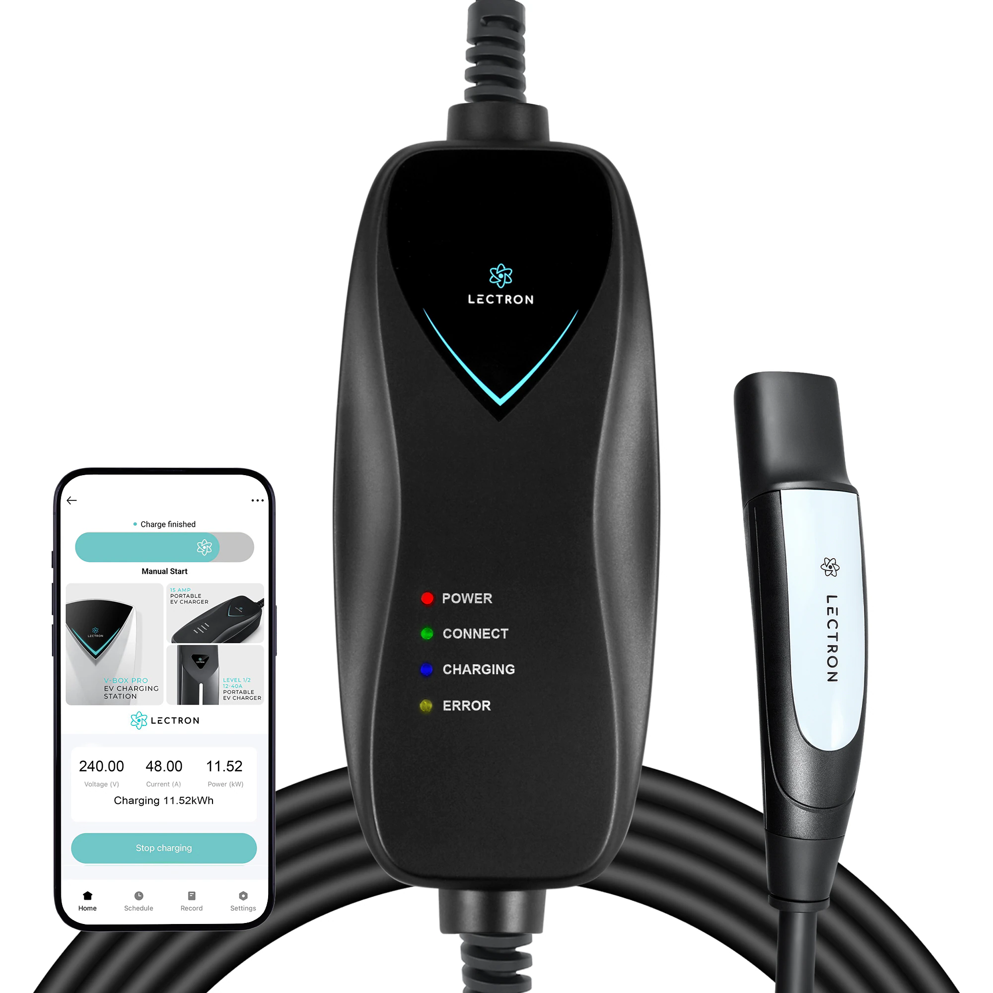 Portable- App Controlled for All Tesla Models Level 1 NEMA 5-15p Plug In EV Electric Vehicle Charging Station-up to 15 Amps/ 110-Volts with 16-ft Cable