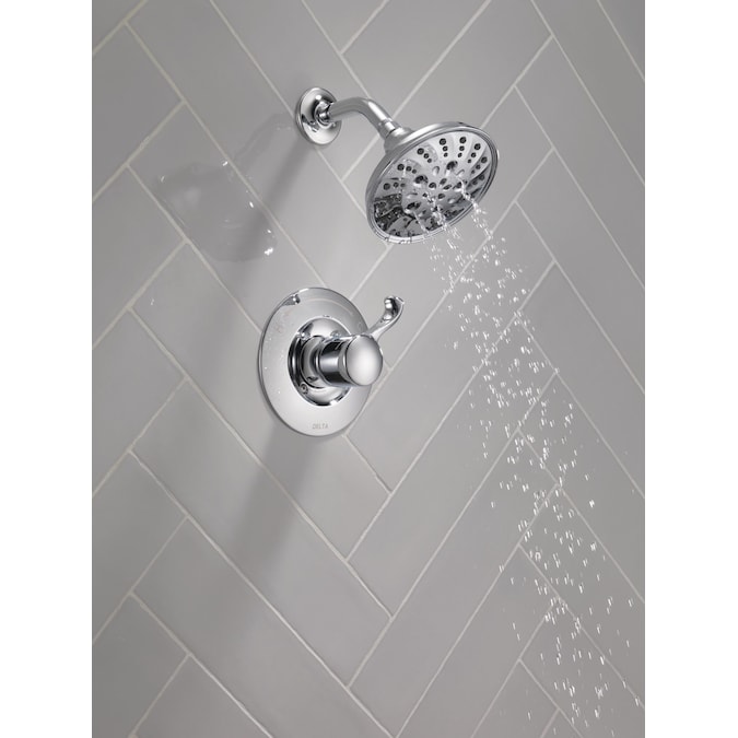 Delta Esato Chrome 1-handle Multi-function Round Shower Faucet Valve Included - Image 14