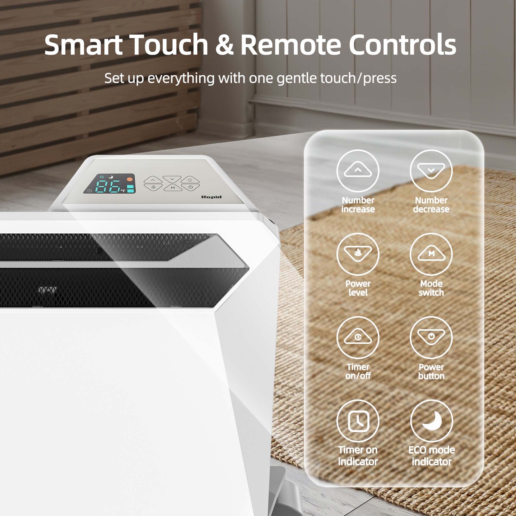 Up to 1500-Watt Convection Wall Mount Indoor Electric Space Heater with Thermostat - Image 6