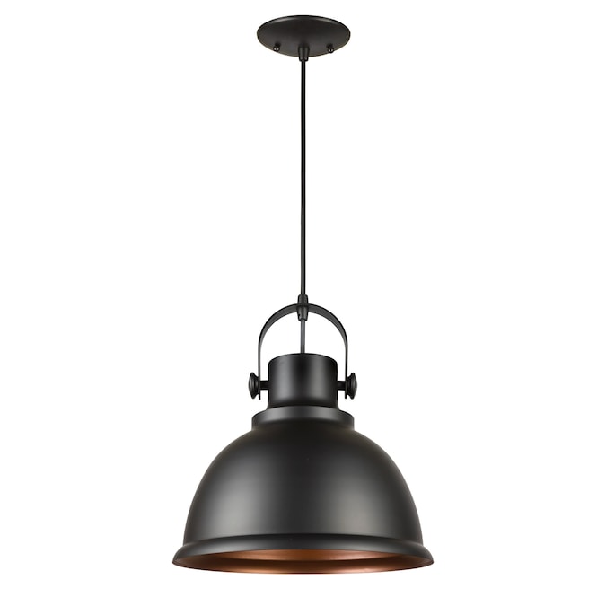 Forte Lighting Harmon Black Farmhouse Dome Medium Hanging Pendant Light