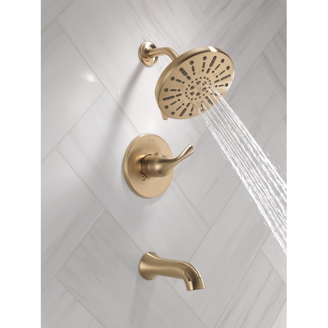Delta Eldren Champagne Bronze 1-handle Multi-function Round Bathtub and Shower Faucet - Image 11