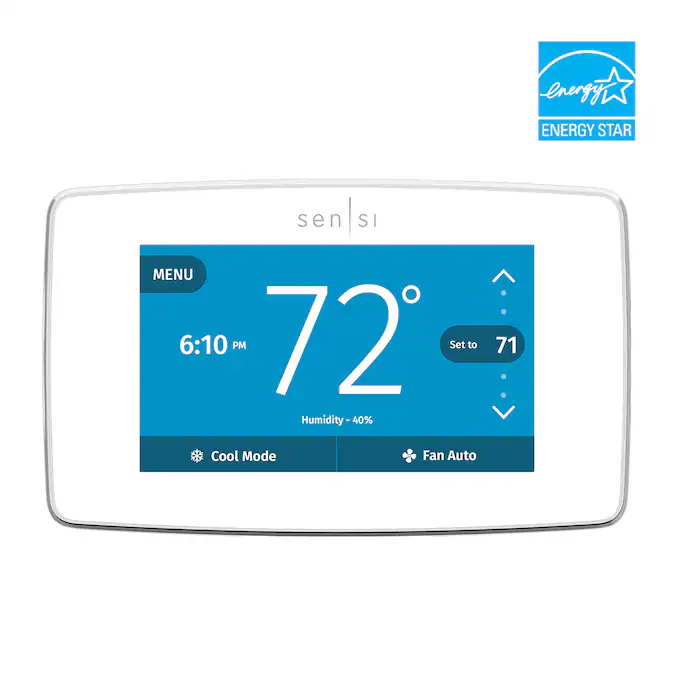 Emerson White Smart Thermostat with Wi-Fi Compatibility