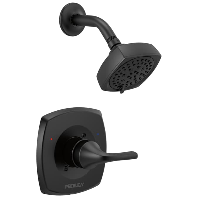 Peerless Parkwood Matte Black 1-handle Multi-function Round Shower Faucet