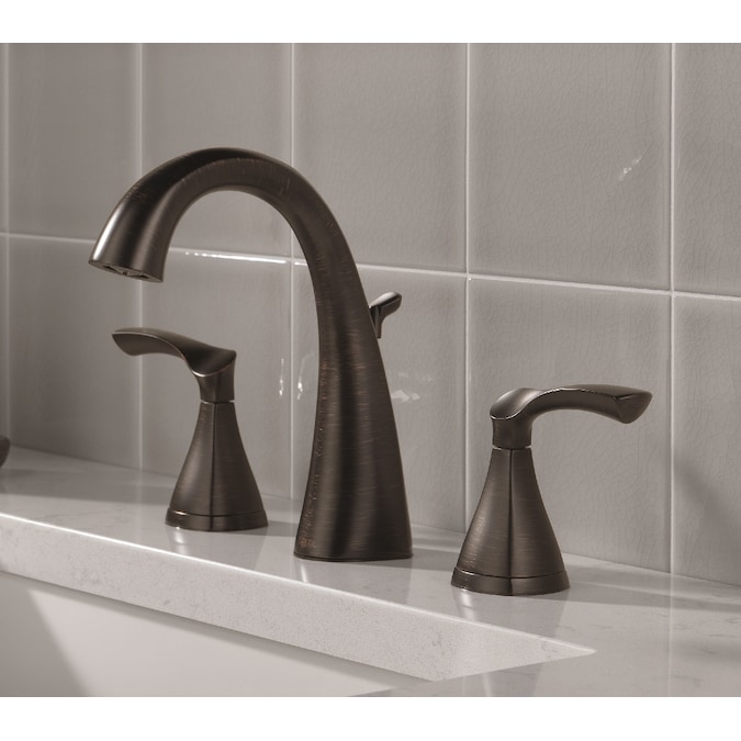 Delta Sandover Venetian Bronze Widespread 2-Handle WaterSense Bathroom Sink Faucet with Drain