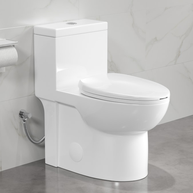 Eridanus Denbigh Crisp White Dual Flush Elongated Chair Height 1-Piece Soft Close Toilet 12-in Rough-In WaterSense 1.6-GPF