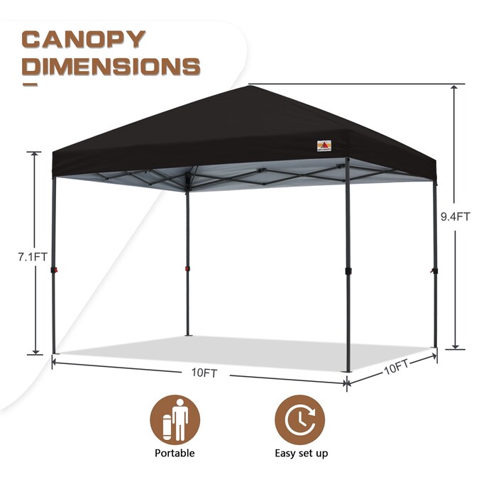 ABCCANOPY 10-ft x 10-ft Square Black Pop-up Canopy - Image 4