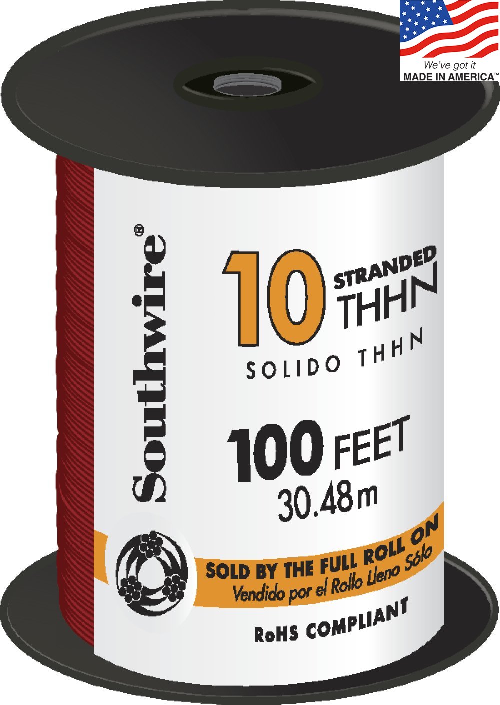 100-ft 10 -AWG Red Stranded Copper THHN wire ( By-the-roll )