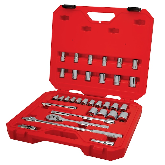 CRAFTSMAN 33-Piece Standard (SAE) and Metric Polished Chrome Mechanics Tool Set with Hard Case