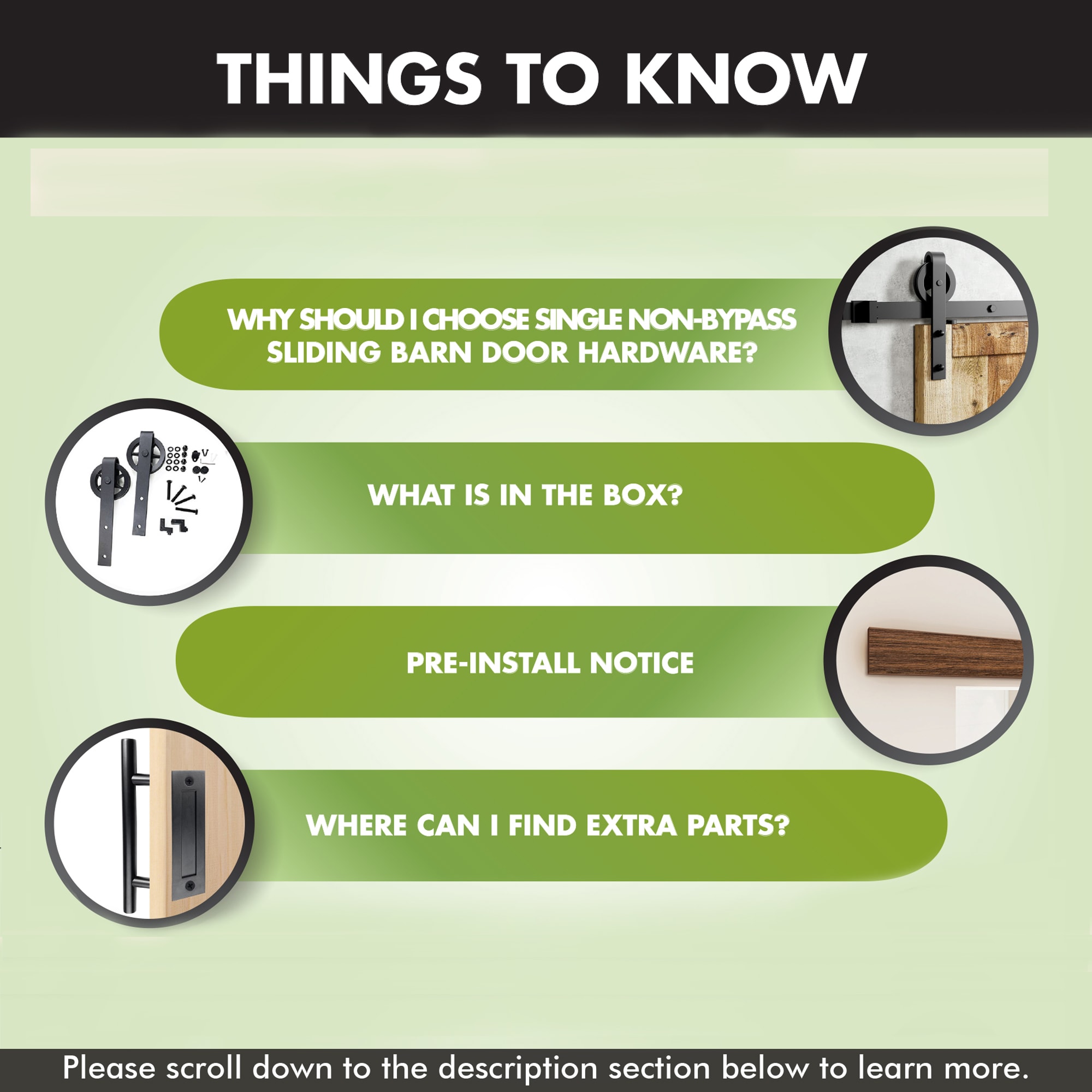 60-in Rustic black Black Indoor Spoke Wheel Single Barn door hardware kit - Image 4