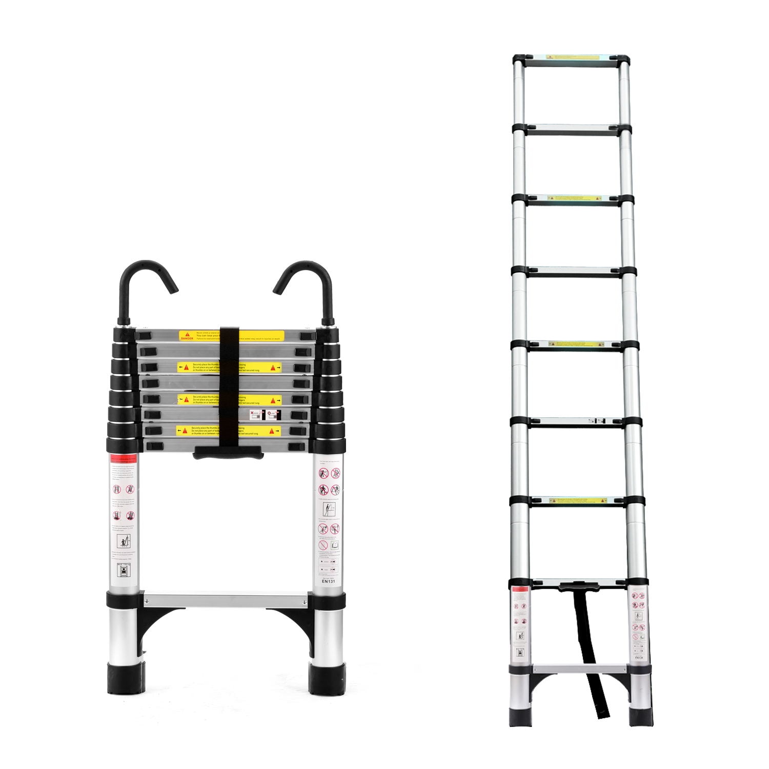 8.5FT telescopic ladder 8.5-ft ( 14-ft Reach Height ) Aluminum Type 1AA - 375 lbs. Load Capacity Telescoping Extension ladder Extension Ladder