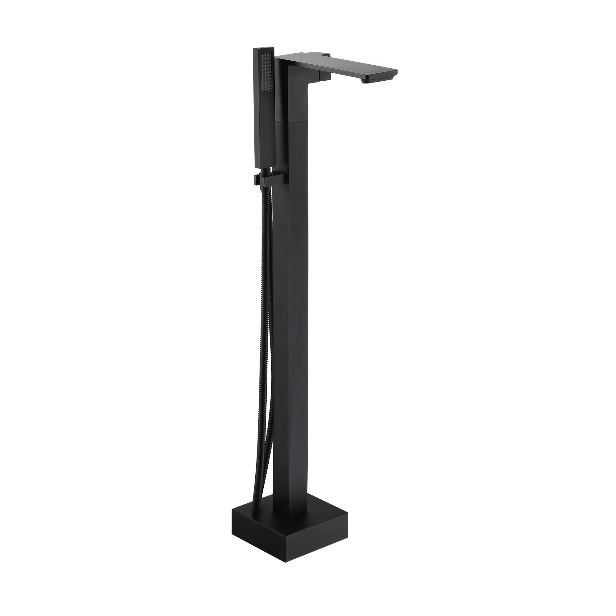 Matte Black 1-handle Freestanding Swivel Bathtub Faucet with Hand Shower ( Valve Included )