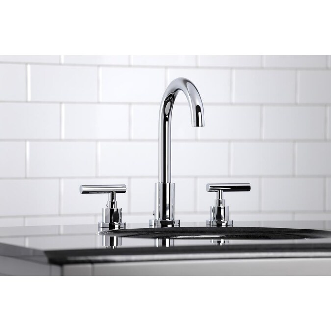 Kingston Brass Manhattan Polished Chrome Widespread 2-Handle Bathroom Sink Faucet with Drain