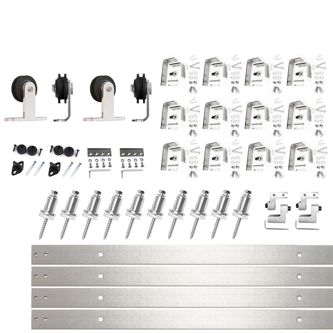 HOMACER 192-in Brushed Nickel Indoor Top Mount Double Bypass Barn Door Hardware Kit