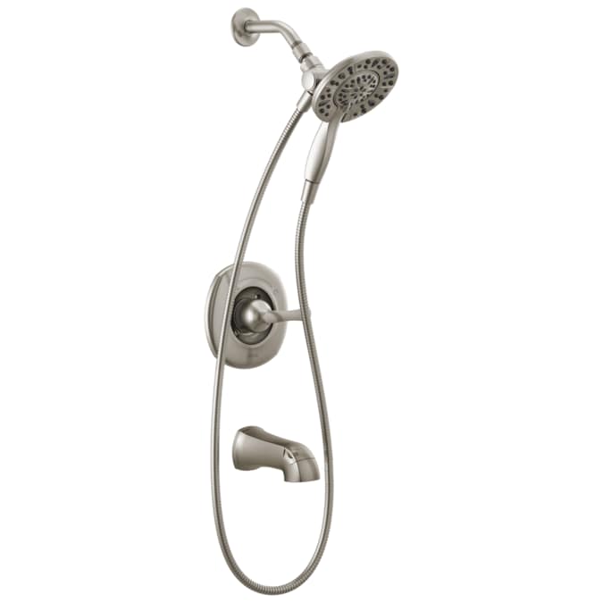 Delta Larkin Spotshield Brushed Nickel 1-handle Multi-function Round Bathtub and Shower Faucet Valve Included