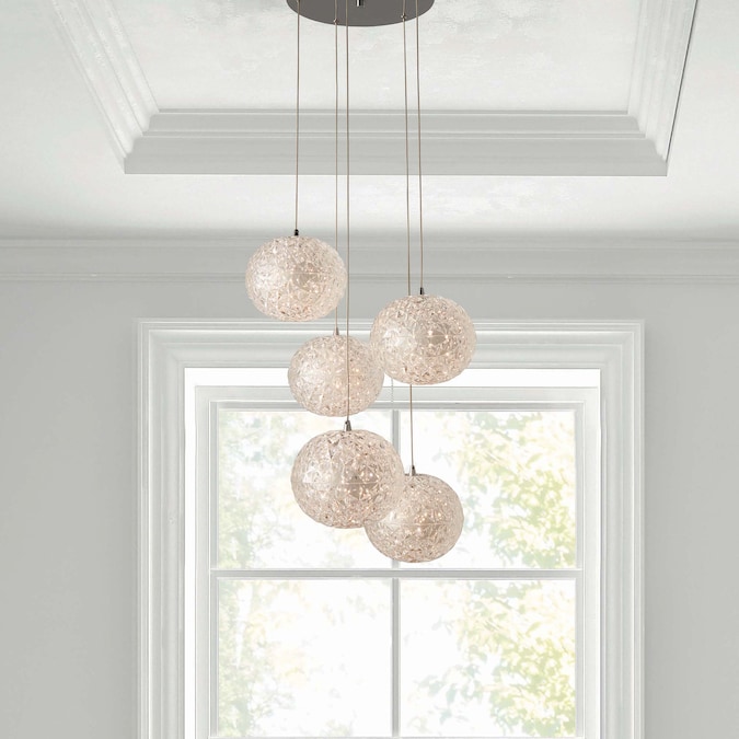 allen + roth Seren 5-Light Chrome Modern/Contemporary Tiered LED Medium Hanging Pendant Light