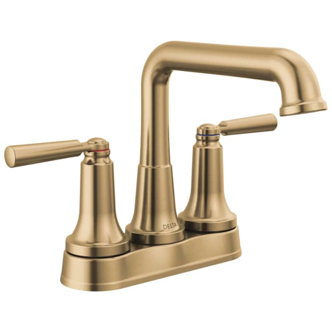 Delta Saylor Champagne Bronze 4-in centerset 2-Handle WaterSense Bathroom Sink Faucet with Drain and Deck Plate