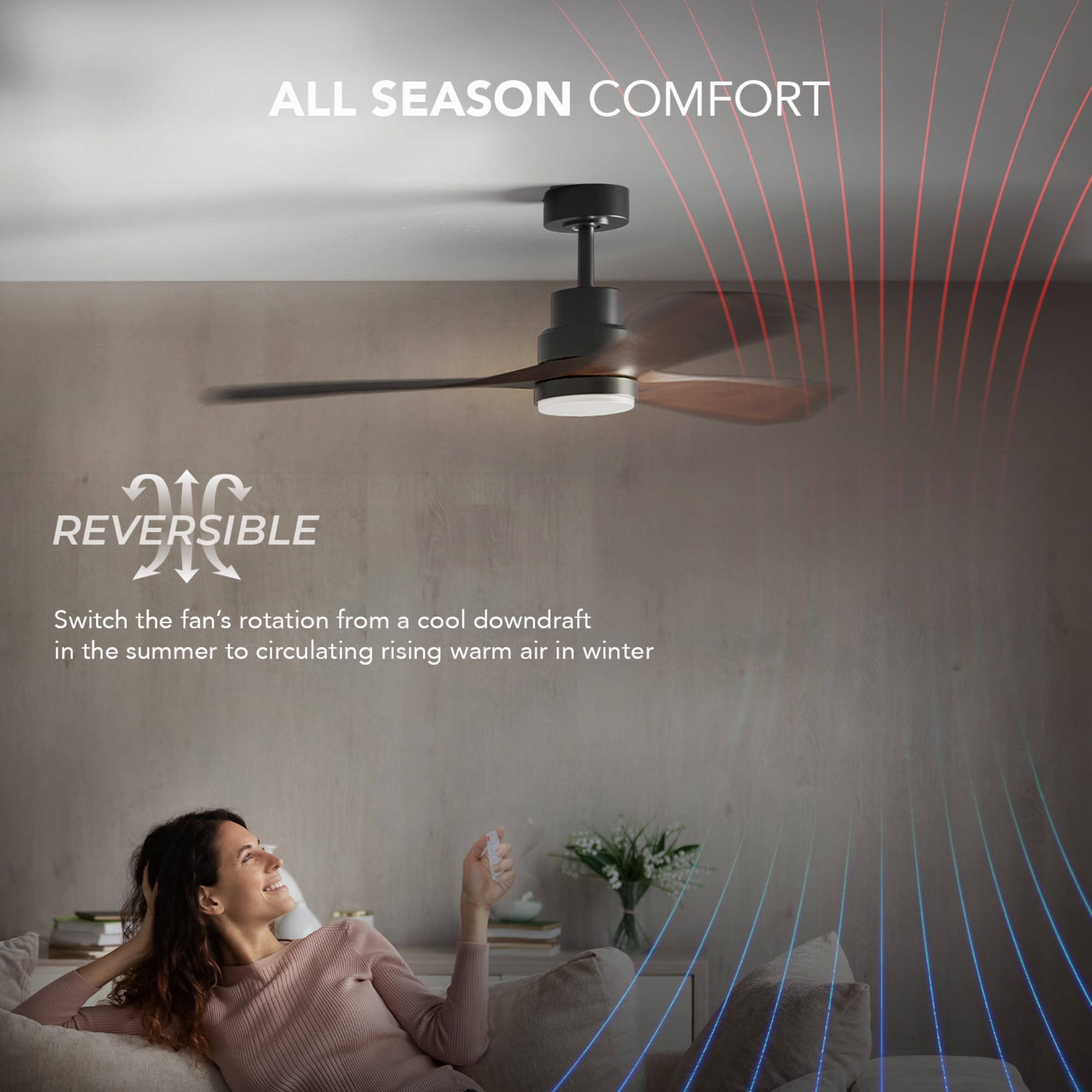 Nashville 52-in Color-Changing Smart Matte Black with Faux Wood Blades Ceiling Fan With Light - Remote Included ( 3 -Blade ) - Image 8