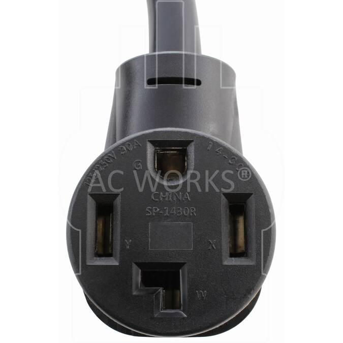 AC WORKS 30A 125/250V NEMA 14-30 4-Prong Dryer 25-ft 10/4 4 Prong Black Indoor/Outdoor STW Heavy Duty Appliance Extension Cord - Image 4