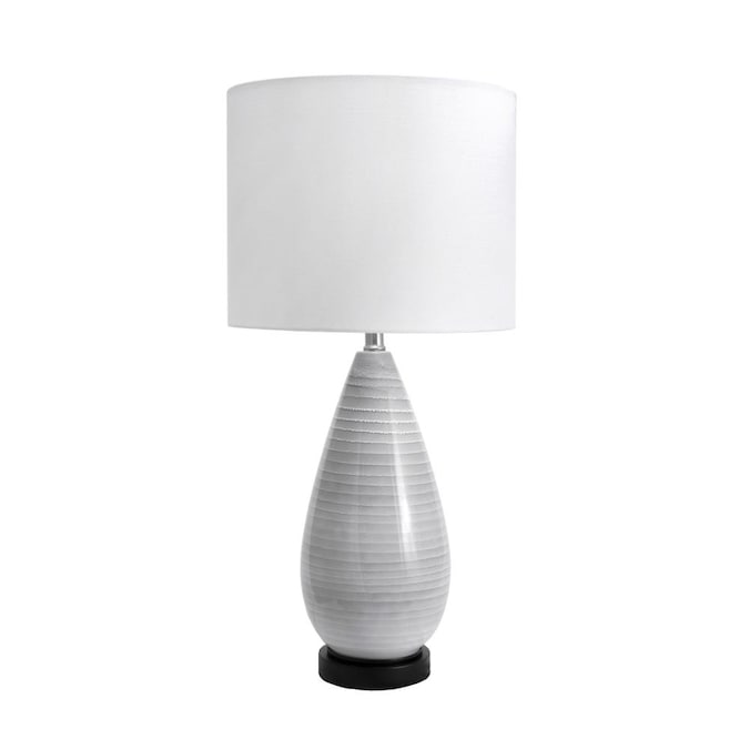 nuLOOM 27-in Gray On/Off Switch Table Lamp with Linen Shade