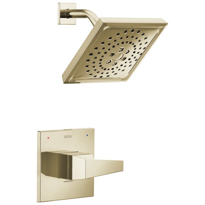 Delta Trillian Lumicoat Polished Nickel 1-handle Multi-function Square Bathtub and Shower Faucet Valve Included