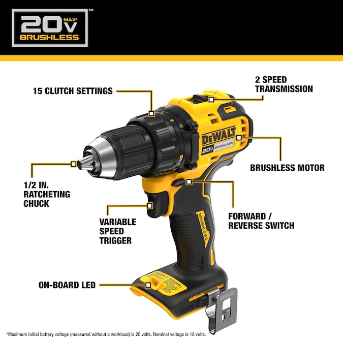 DEWALT 20V MAX 2-Tool Brushless Power Tool Combo Kit with Soft Case (2-Batteries and Charger Included) - Image 3